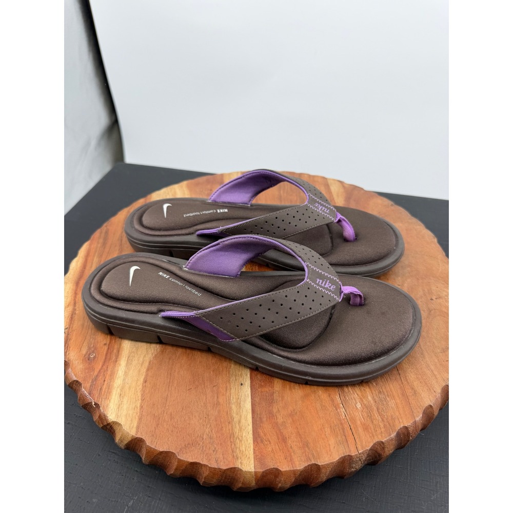 Nike Comfort Footbed Flip Flop Sandals Women Size 8 Brown Purple 354925-221